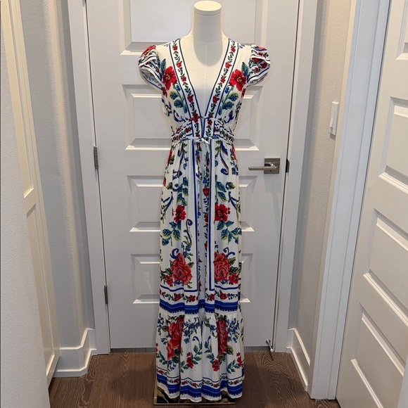 FARM Rio Floral Long Dress with Red and Blue Size S - Picture 5 of 12